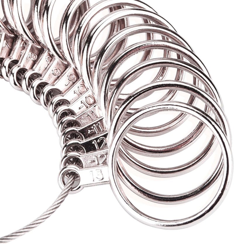 Mudder Stainless Steel Ring Gauges Finger Sizer Professional Measuring Ring Tool, Size 1-13 with Half Size, 27 Pcs - Image 3